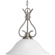  P5091-09 - Alabaster Glass One-Light Brushed Nickel Traditional Pendant Light