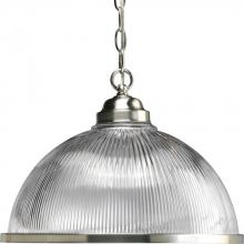  P5103-09 - Prismatic Glass Collection One-Light Brushed Nickel Clear Prismatic Glass Traditional Pendant Light