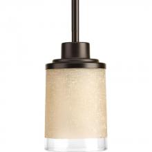  P5147-20 - Alexa Collection One-Light Antique Bronze Etched Umber Linen With Clear Edge Glass Modern Mini-Penda