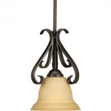  P5153-77 - Torino Collection One-Light Forged Bronze Tea-Stained Glass Transitional Mini-Pendant Light