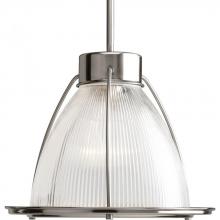  P5182-09 - Prismatic Glass Collection One-Light Brushed Nickel Clear Prismatic Glass Coastal Mini-Pendant Light