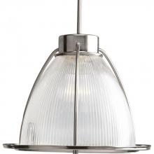  P5183-09 - Prismatic Glass Collection One-Light Brushed Nickel Clear Prismatic Glass Coastal Mini-Pendant Light