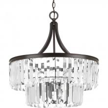  P5321-20 - Glimmer Collection Five-Light Antique Bronze Clear Glass Luxe Pendant Light
