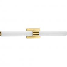  P300151-012-30 - Blanco LED Collection 32" Satin Brass Etched White Glass Luxe Bath Vanity Light