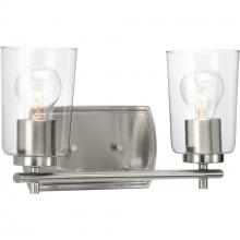 P300155-009 - Adley Collection Two-Light Brushed Nickel Clear Glass New Traditional Bath Vanity Light