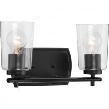  P300155-031 - Adley Collection Two-Light Matte Black Clear Glass New Traditional Bath Vanity Light