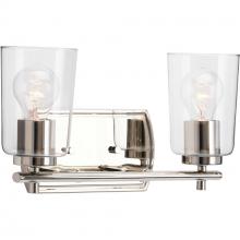  P300155-104 - Adley Collection Two-Light Polished Nickel Clear Glass New Traditional Bath Vanity Light