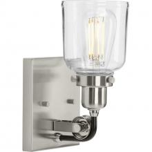  P300226-009 - Rushton Collection One-Light Brushed Nickel Clear Glass Farmhouse Bath Vanity Light