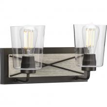  P300230-143 - Briarwood Collection Two-Light Graphite Clear Glass Coastal Bath Vanity Light