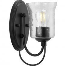  P300253-031 - Bowman Collection One-Light Matte Black Clear Chiseled Glass Coastal Bath Vanity Light