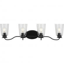  P300264-031 - Durrell Collection Four-Light Matte Black Clear Glass Coastal Bath Vanity Light