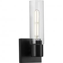 P300299-031 - Clarion Collection One-Light Matte Black Clear and Glass Modern Style Bath Vanity Wall Light