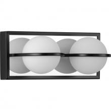  P300311-031-30 - Pearl LED Collection Two-Light Matte Black and Opal Glass Modern Style Bath Vanity Wall Light