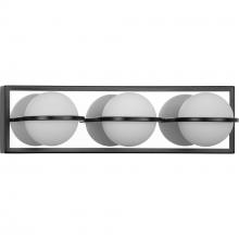  P300312-031-30 - Pearl LED Collection Three-Light Matte Black and Opal Glass Modern Style Bath Vanity Wall Light