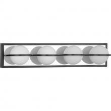  P300313-031-30 - Pearl LED Collection Four-Light Matte Black Opal Glass LED Modern Style Bath Vanity Light