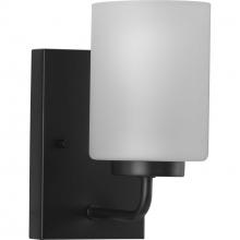  P300327-031 - Merry Collection One-Light Matte Black and Etched Glass Transitional Style Bath Vanity Wall Light