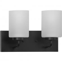  P300328-031 - Merry Collection Two-Light Matte Black and Etched Glass Transitional Style Bath Vanity Wall Light