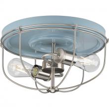 P350195-164 - Medal Collection Two-Light Coastal Blue/Brushed Nickel Industrial Style Flush Mount Ceiling Light