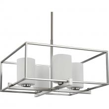  P400226-009 - Chadwick Collection Four-Light Brushed Nickel Etched Opal Glass Modern Chandelier Light