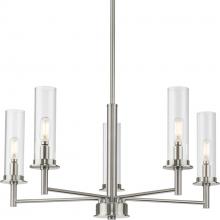  P400251-009 - Kellwyn Collection Five-Light Brushed Nickel and Clear Glass Transitional Style Chandelier Light