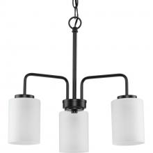  P400274-031 - Merry Collection Three-Light Matte Black and Etched Glass Transitional Style Chandelier Light