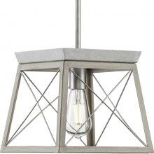 Progress P500041-141 - Briarwood Collection One-Light Galvanized and Bleached Oak Farmhouse Style Hanging Mini-Pendant Ligh