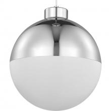 P500148-015-30 - Globe LED Collection One-Light Polished Chrome Opal Glass Mid-Century Modern Pendant Light
