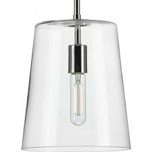  P500241-104 - Clarion Collection One-Light Polished Nickel Clear Glass Coastal Pendant Light