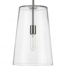Progress P500242-009 - Clarion Collection One-Light Brushed Nickel Clear Glass Coastal Pendant Light