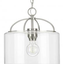 Progress P500316-009 - Leyden Collection One-Light Brushed Nickel and Clear Glass Farmhouse Style Hanging Pendant Light
