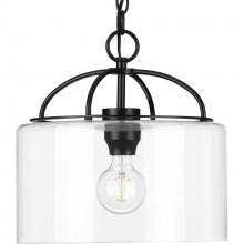Progress P500316-031 - Leyden Collection One-Light Matte Black and Clear Glass Farmhouse Style Hanging Pendant Light
