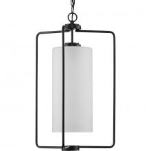  P500333-031 - Merry Collection One-Light Matte Black and Etched Glass Transitional Style Foyer Pendant Light