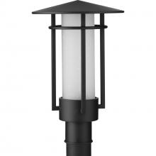  P540097-031 - Exton Collection One-Light Textured Black and Etched Seeded Glass Modern Style Outdoor Post Lantern