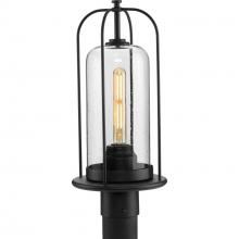  P540292-031 - Watch Hill Collection One-Light Textured Black and Clear Seeded Glass Farmhouse Style Outdoor Post L