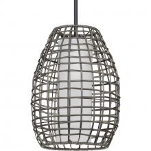  P550083-031 - Pawley Collection One-Light Matte Black and Dark Gray Rattan Indoor/Outdoor Hanging Pendant Light