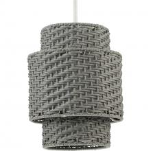  P550084-151 - Manteo One-Light Cottage White with Weathered Grey Rattan Indoor/Outdoor Hanging Pendant Light