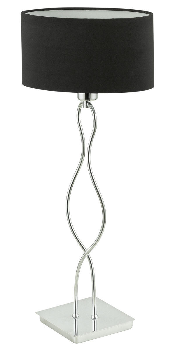 1 x 40W Table Lamp w/ Chrome Finish & Black Fabric Shade