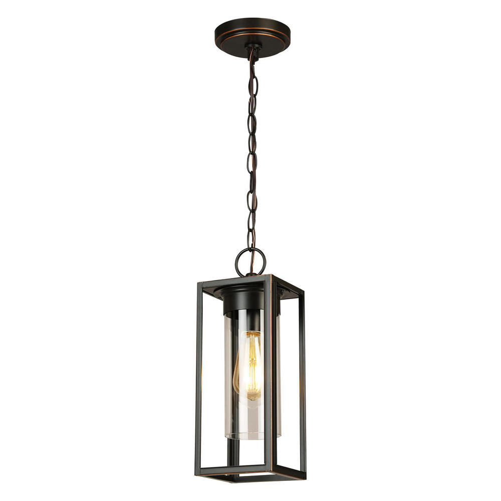 1x60W Outdoor Pendant With Oil Rubbed Bronze Finish & Clear Glass