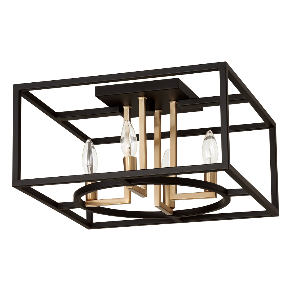4x60W open frame ceiling light With a matte black and gold finish