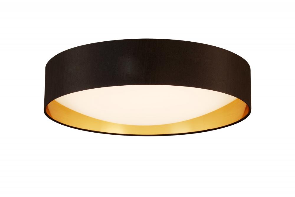 LED Ceiling Light - 20&#34; black exterior and Gold Interior fabric Shade With acrylic diffuser