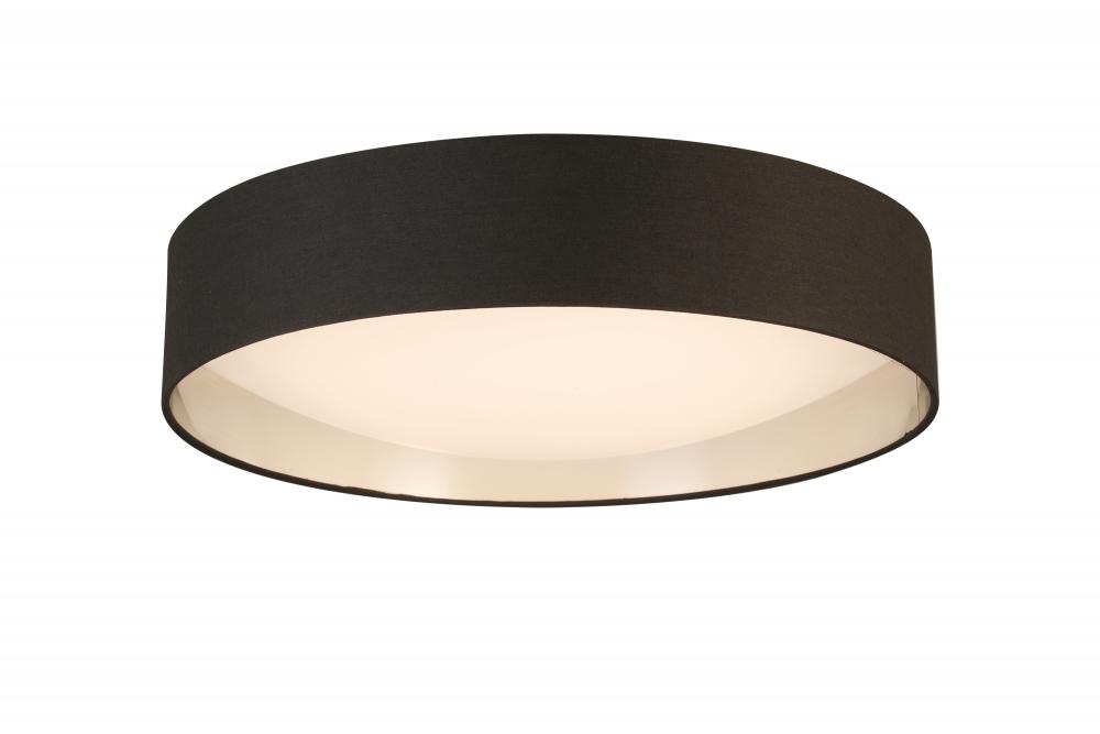 LED Ceiling Light - 20&#34; Black Exterior and Brushed Nickel Interior fabric Shade