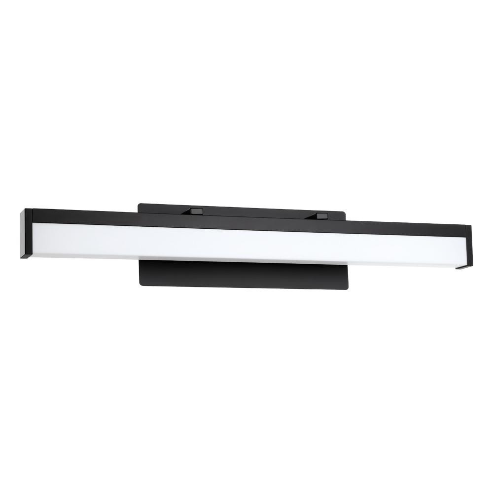 Integrated LED Bath/Vanity Light with a Matte Black Finish and White Acrylic Shade 24.5W