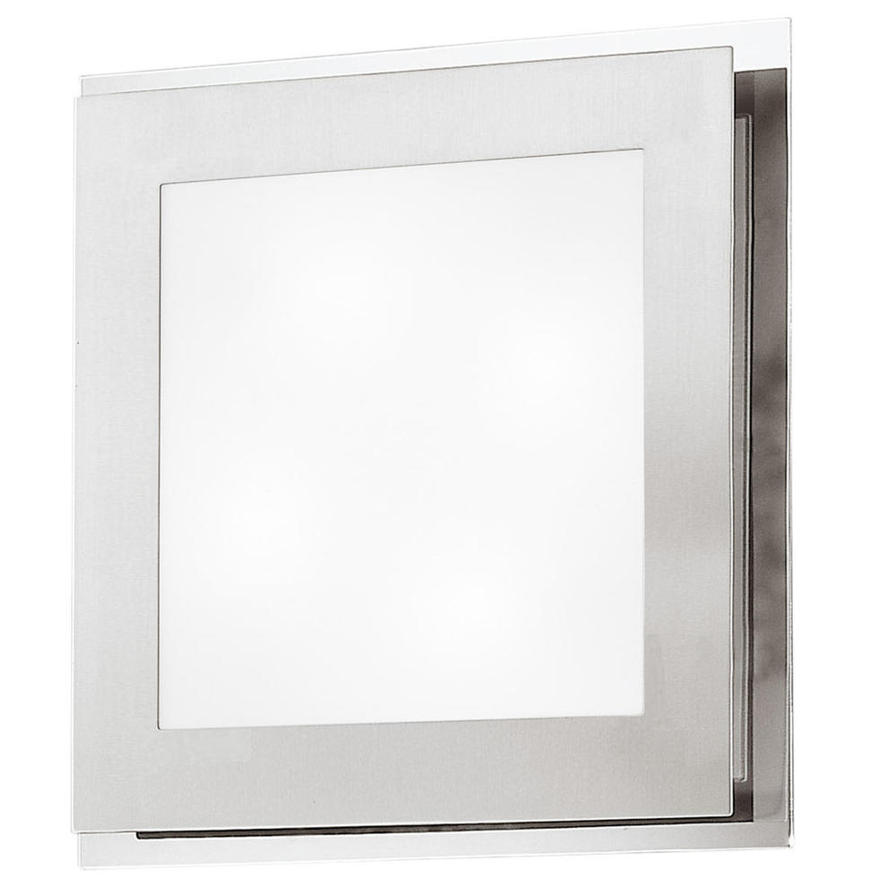 2x40W Wall/Ceiling Light w/ Matte Nickel & Chrome Finish & Satin Glass