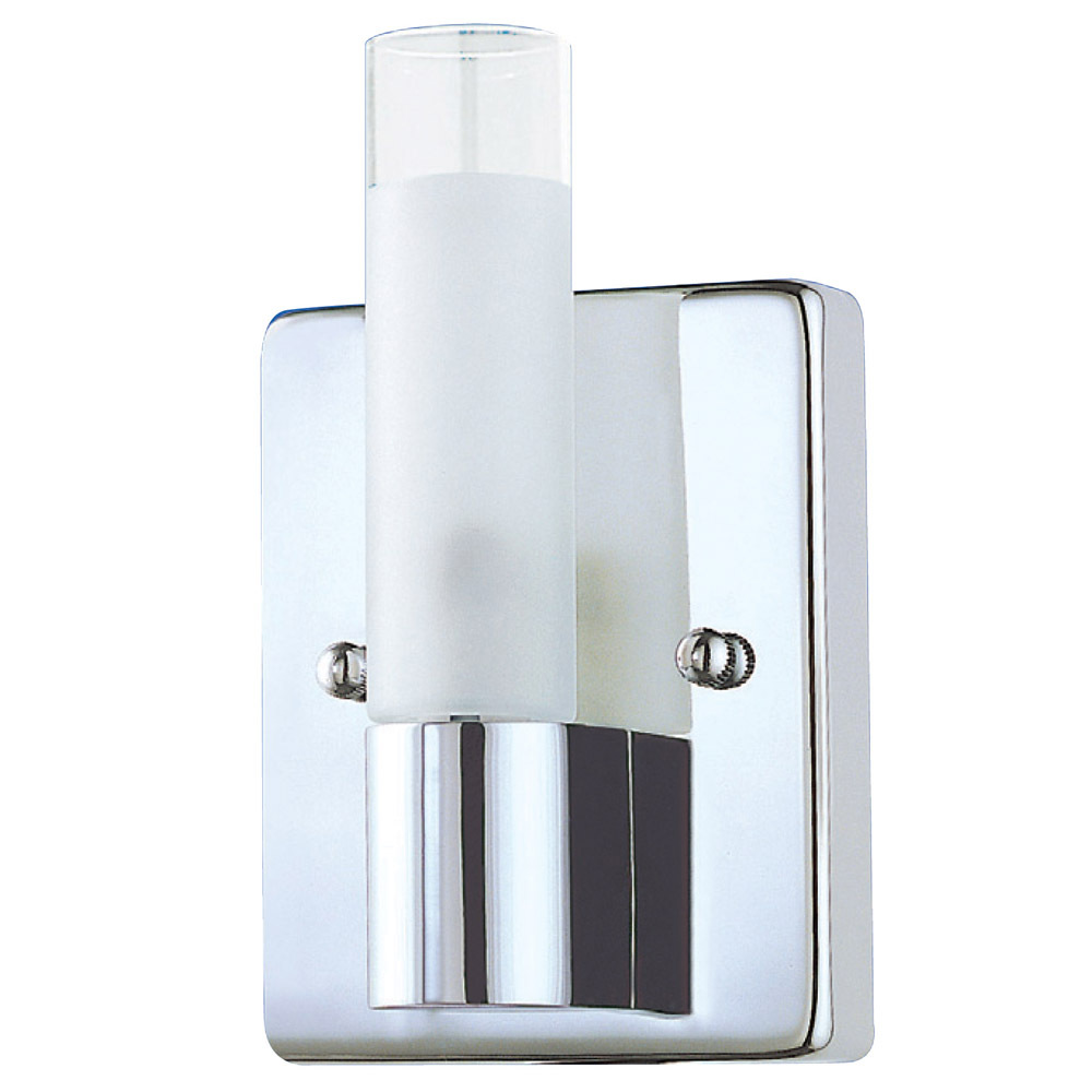 1x40W Vanity Light w/ Chrome Finish & Frosted & Clear Glass