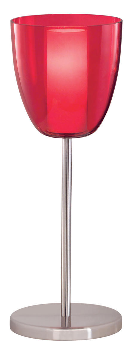 1X40W Table Lamp W/ Matte Nickel Finish & Red Glass