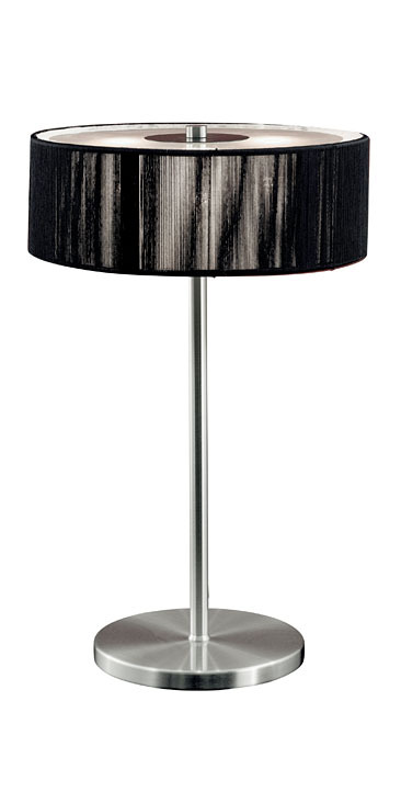 3X40W Table Lamp w/ Matte Nickel Finish & Black Fabric Shade