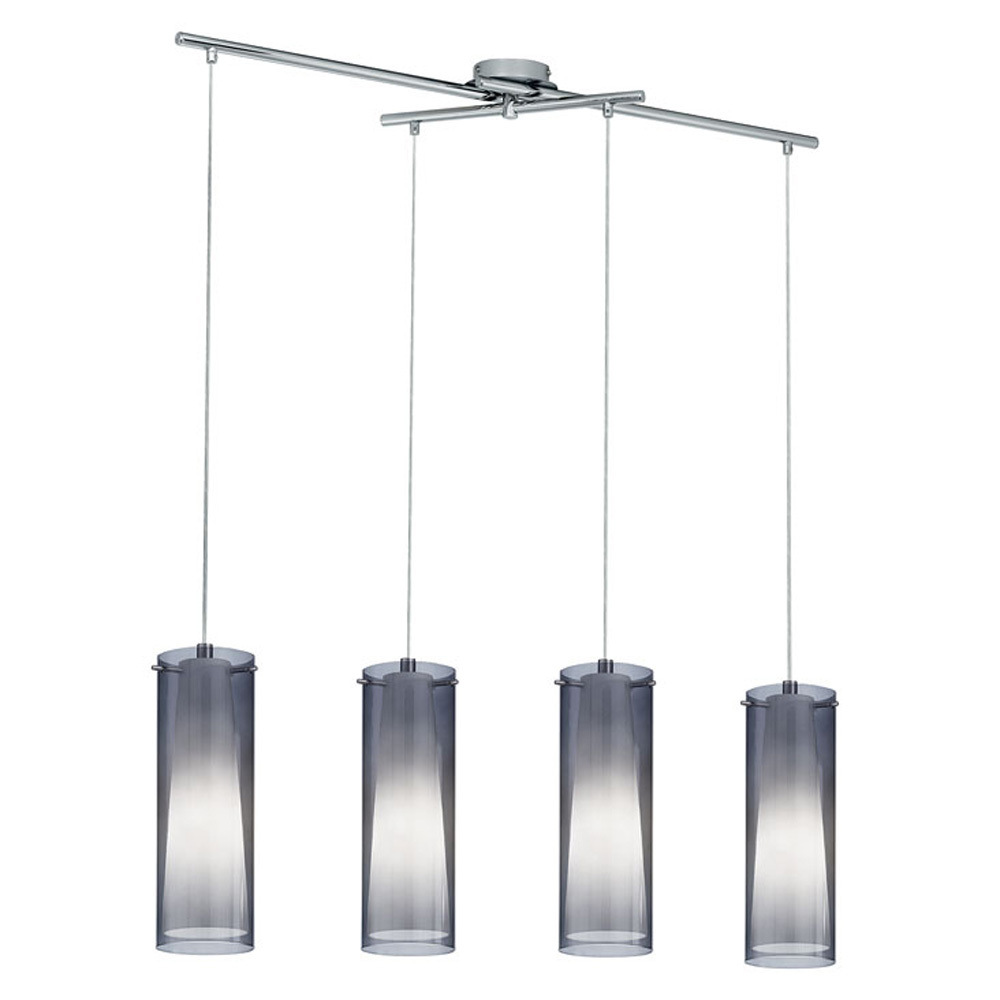4x60W Multi Light Pendant w/ Matte Nickel Finish & Inner White Glass Surronded by an