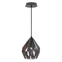  202034A - 1 LT Geometric Pendant With A Black Outer Finish & Copper Interior Finish 60W A19 Bulb