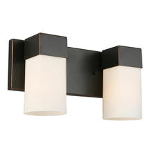  202861A - 2x60W Bath Vanity Light With Oil Rubbed Bronze Bronze Finish & Frosted Glass