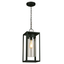  203036A - 1x60W Outdoor Pendant With Mattte Black Finish & Clear Glass